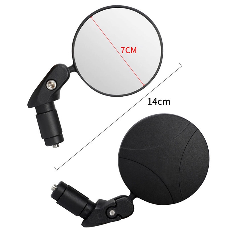 1pc Kaca Spion Lipat Putar 360 ° Adjustable Bentuk Bulat Untuk Stang Sepeda