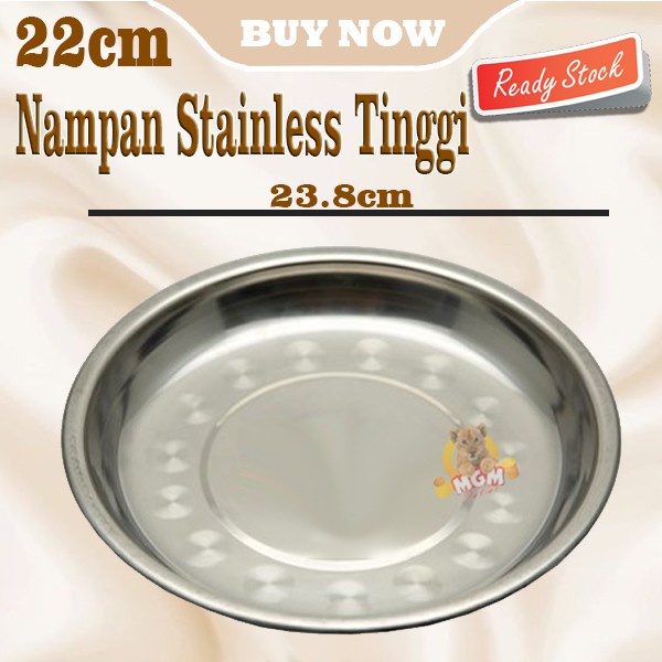 Nampan stainless steel Bulat Tinggi 22cm TEBAL Baskom Ceper