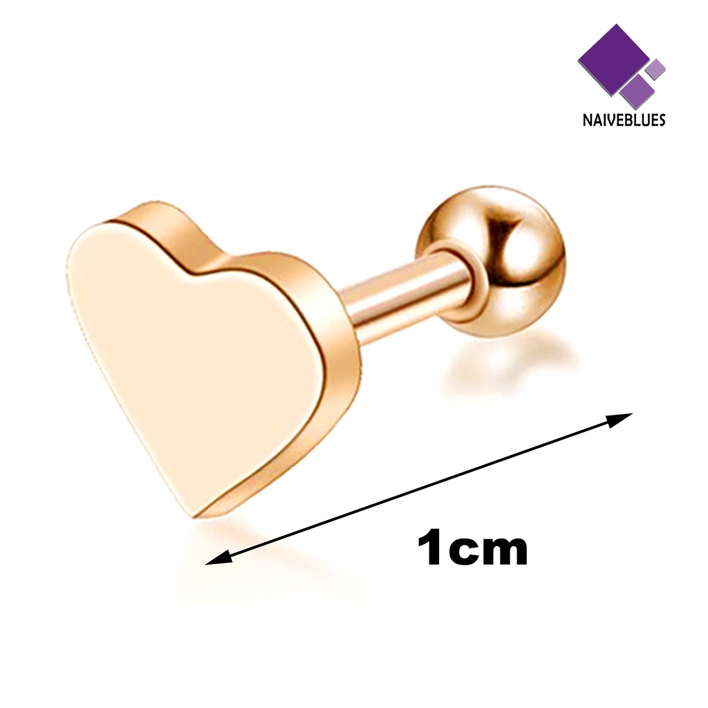 1 Pc Anting Stud Bentuk Hati Geometris Untuk Perempuan