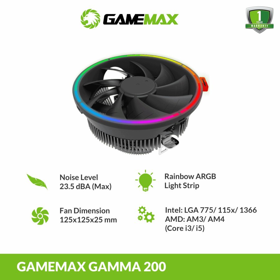 GAMEMAX GAMMA 200 RAINBOW RGB CPU Cooler