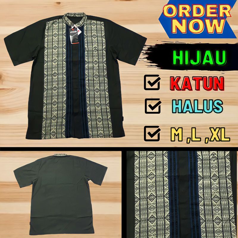 Baju Taqwa Pria Lengan Pendek Atasan Koko Muslim Cowok Corak Batik Bahan Katun Tebal Model Terbaru