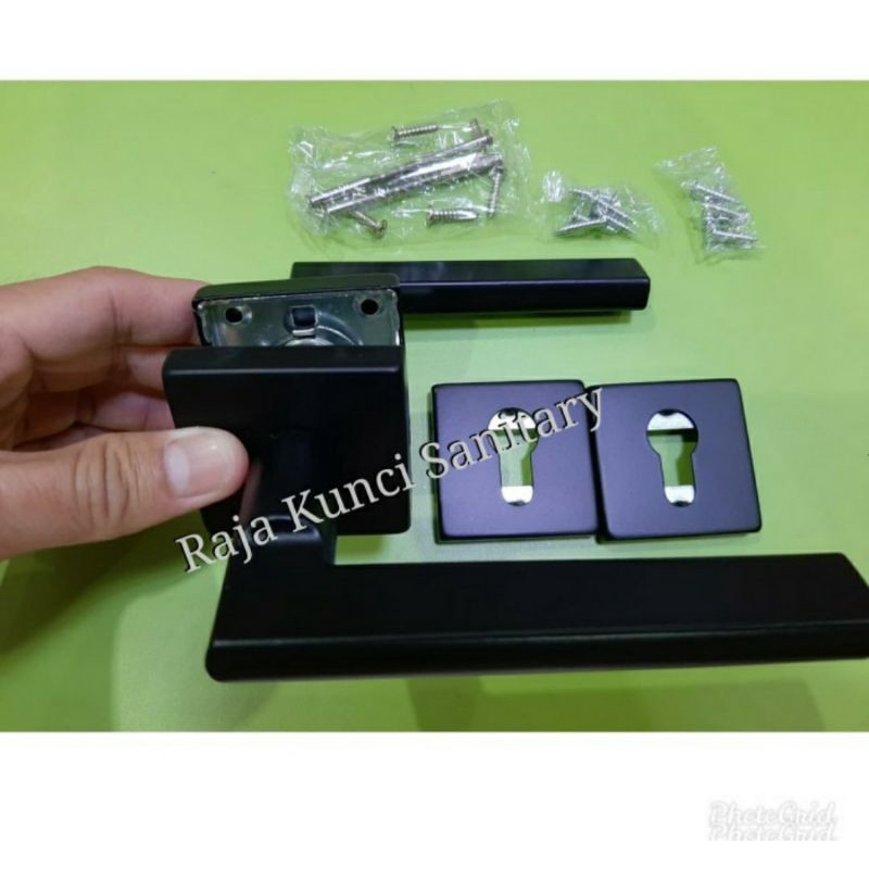 Handle Pintu Roses Kotak Hitam/Black/Stainless Stell/Gagang Pintu/Pegangan Pintu