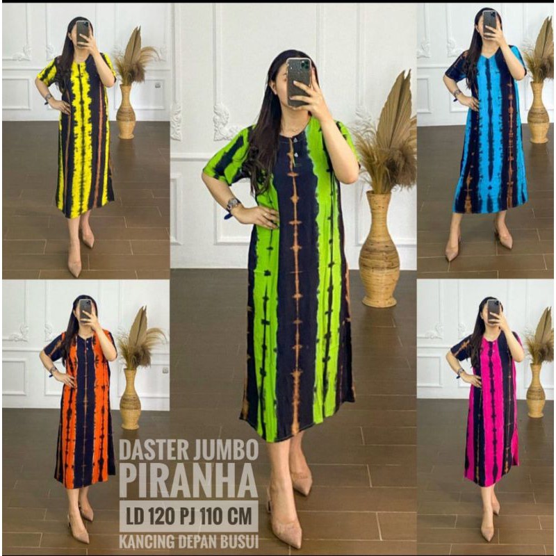 DASTER JUMBO ODREA NICOLETTA DADA KANCING BUSUI BIG SIZE RAYON HALUS ADEM LENGAN PENDEK-DSJ PIRANHA