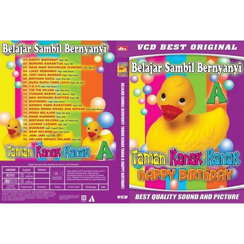 VCD LAGU BERNYANYI SAMBIL BELAJAR TAMAN KANAK KANAK Happy Birthday A