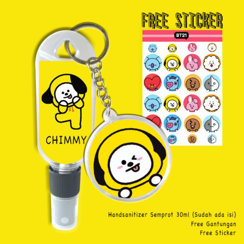 FREE GANTUNGAN KUNCI+STICKER BT21 HAND SANITIZER/POUCH HANDSANITIZER BT21