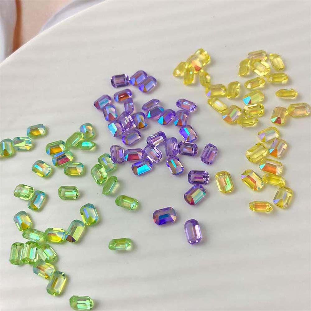 Mxbeauty Aurora Nail Art Rhinestones Warna-Warni Fashion Symphony Rectangle Nail Drills Nail Ornament 3D Perhiasan Kuku