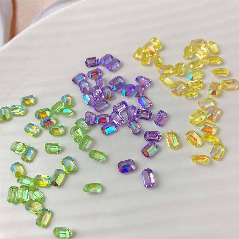 Mxbeauty Aurora Nail Art Rhinestones Warna-Warni Fashion Symphony Rectangle Nail Drills Nail Ornament 3D Perhiasan Kuku