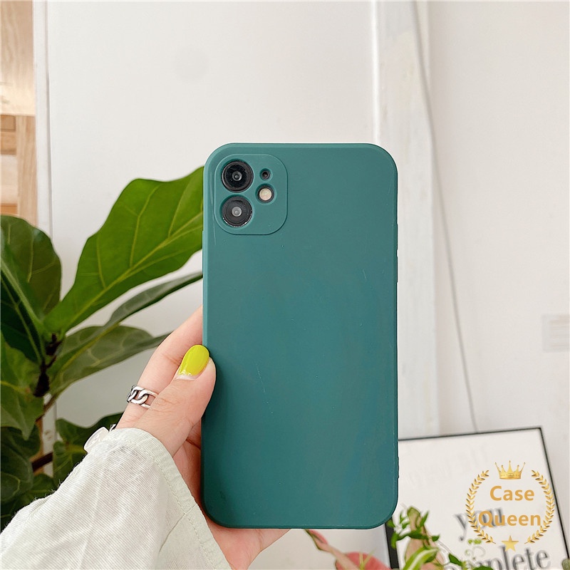 Soft TPU Case iPhone 11 12 Pro Max 6 6s 7 8 Plus iPhone XS MAX X XR SE 2020 Solid Color Straight Edge Camera Lens Protector Cover