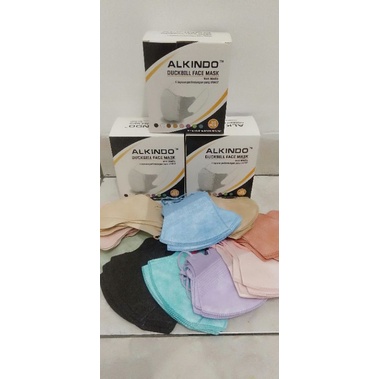 Masker Alkindo duckbill 3D mirip sensi 1 box isi 50 pcs Warna mix
