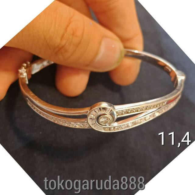 Gelang tangan dewasa anak anak dan dewasa emas putih asli kadar 750 75% model keroncong vercase selisih ukir cantik