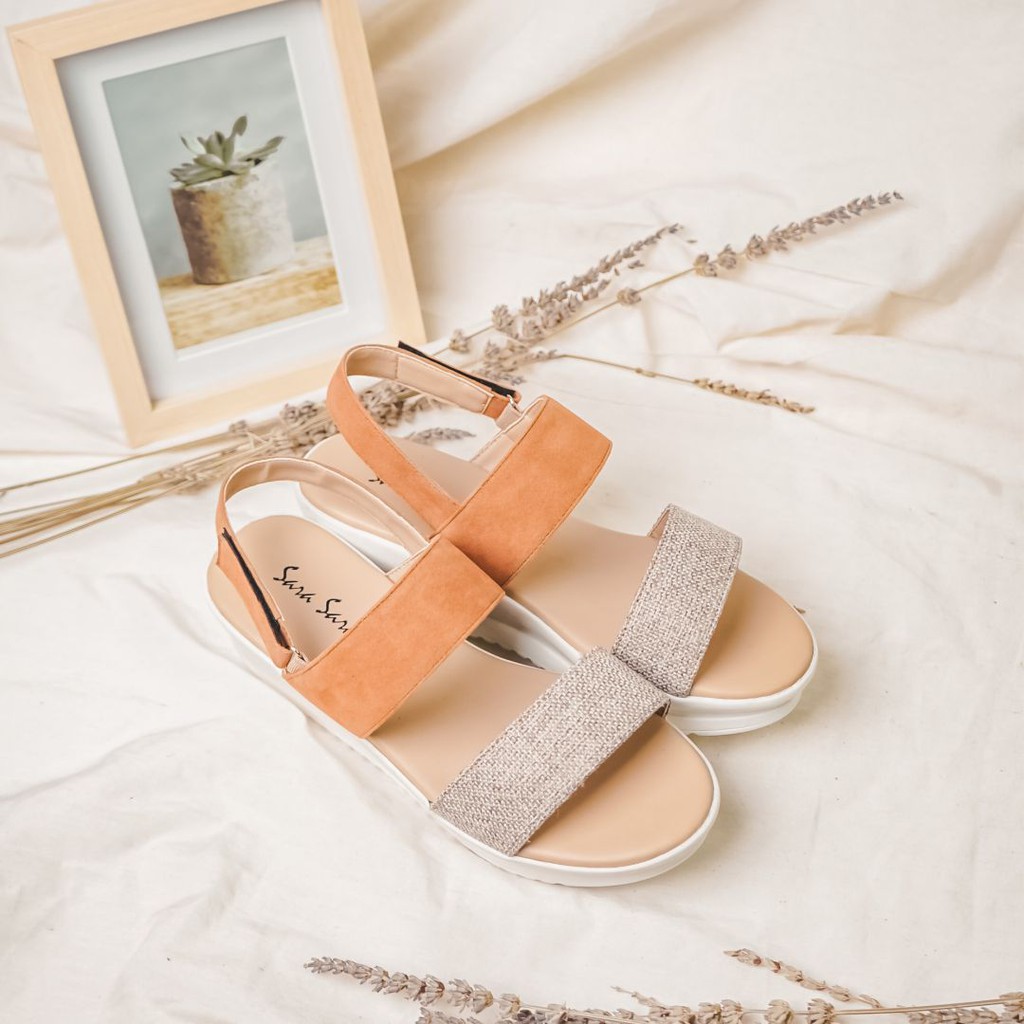 SaraSara Bellina Sandal Wedges Tali Belakang Terbaru Sepatu Sendal Cewek Wedges Casual