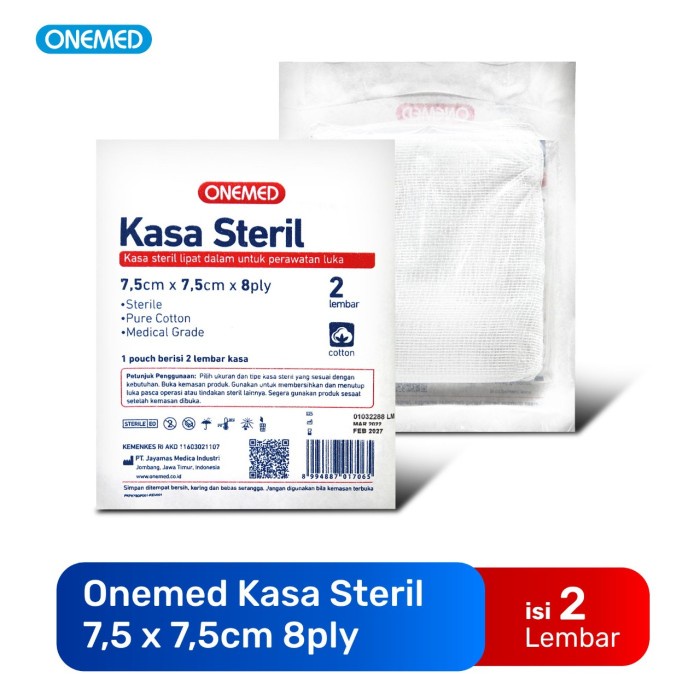 Kasa Steril 7,5 x 7,5 cm OneMed 8 ply Isi 2 Lembar OJB