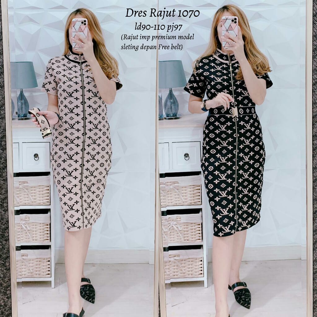 DRESS RAJUT PREMIUM IMPORT BAJU WANITA MODIS TERUSAN LV DRES RAJUT WANITA IMPORT MURAH 1070