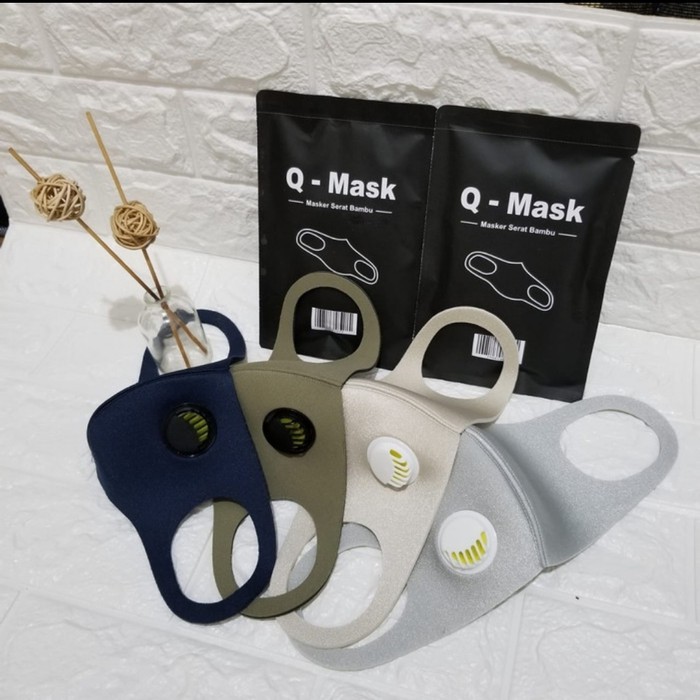 Masker Q Mask filter Katup Qmask terbuat dr serat bambu bahan Premium Tebal