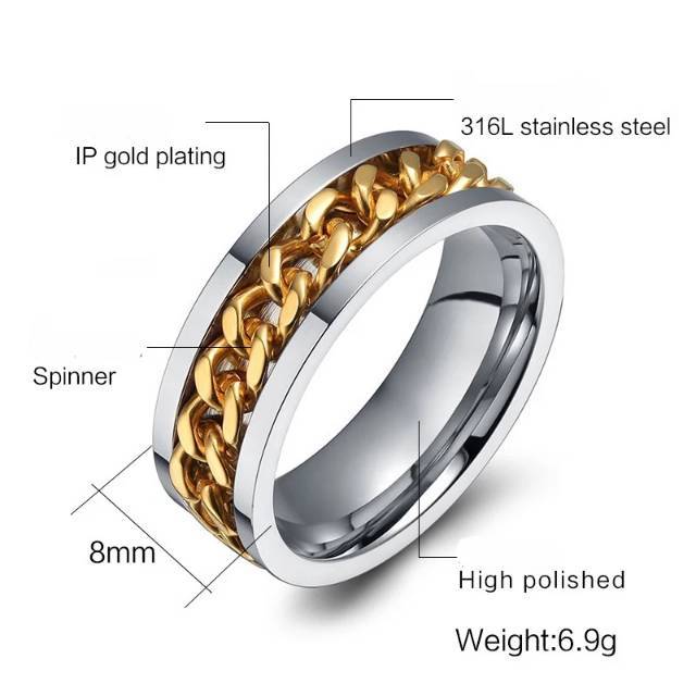 CINCIN RANTAI EMAS BISA DIPUTAR AKSESORI TREN KOREA