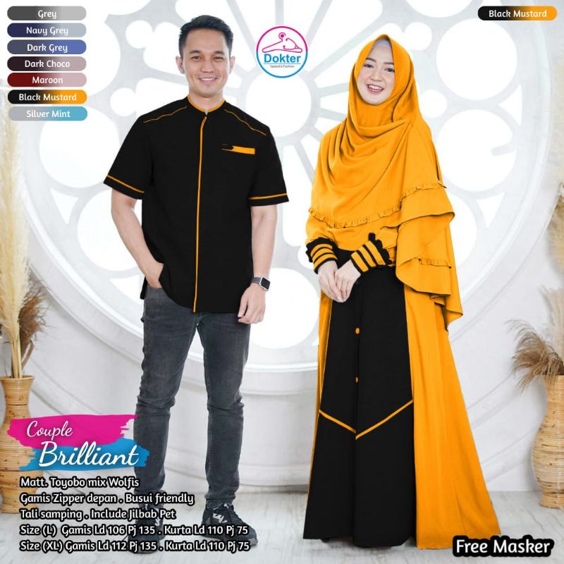 brilliant couple.Gamis.gamis sarimbit.sarimbit.gamis seragaman.gamis bahan toyobo.couple lebaran.baj