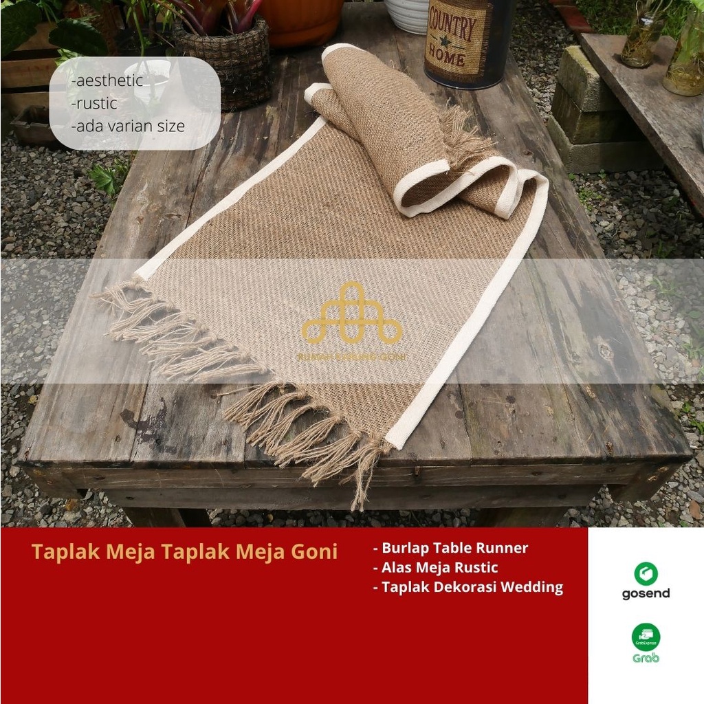 Taplak Meja Goni Kecil 105cm x 33cm - Dekorasi Taman - Alas Fotografi - Taplak Meja Rustic