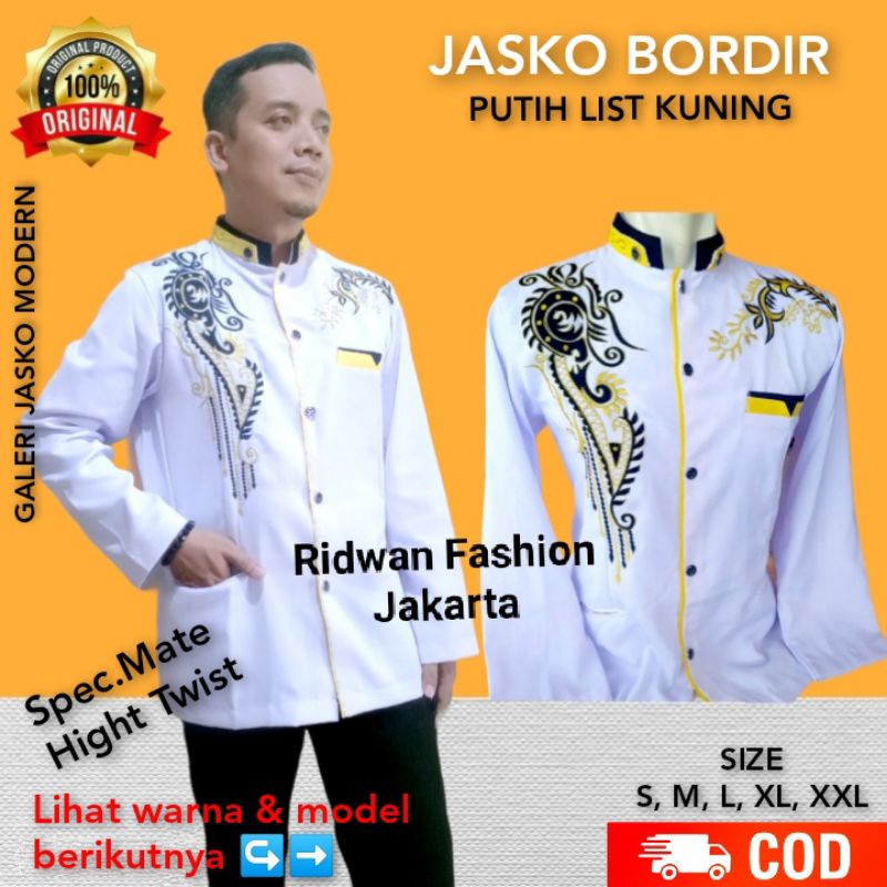 Jasko Putih Bordir | Baju Koko Putih Bordir | Jas koko Pria | Baju Koko Putih dewasa | Jas Koko