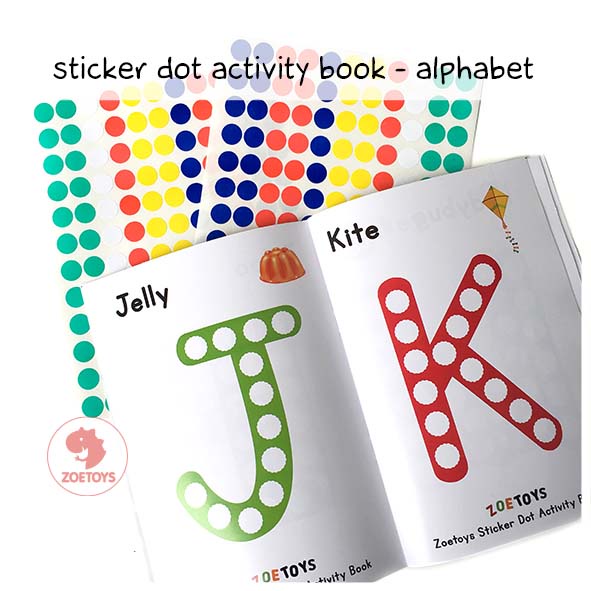 Zoetoys Reusable Sticker Dot Activity Set Book | Christmas Alphabet Hijaiyah Number Vehicle Animal Disney Princess | Color Dot Activity Card Kartu Aktivitas Mainan Edukasi Anak