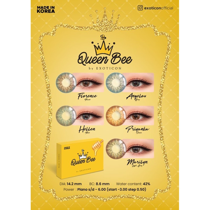 Softlens X2 QUEEN BEE Normal &amp; Minus 0.50 - 2.50 Dia 14.2MM / FREE LENSCASE - KASIMURA