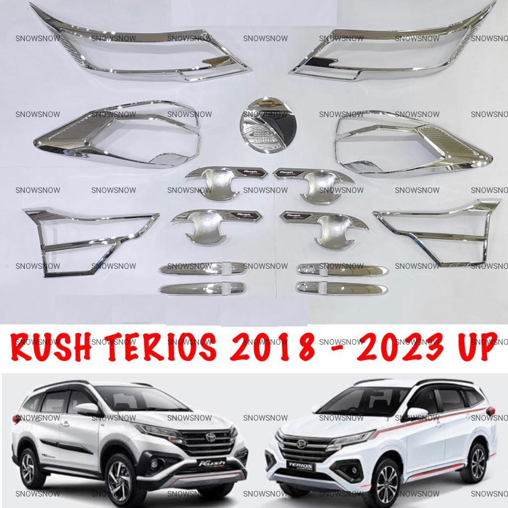 Paket Garnish Depan Belakang Outer Handle Tank Cover All New Rush Terios 2018 2020 2022 2023 GR SPORT Chrome