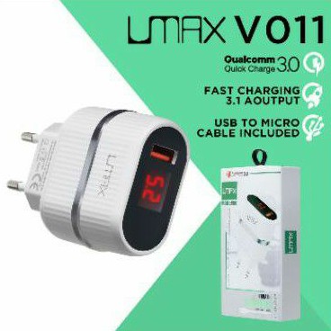 TC Charger umax V011 LCD led 1usb fast charging plus kabel micro murah terjangkau berkualitas PA
