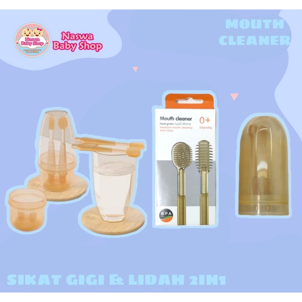 Mouth Cleaner Sikat Gigi &amp; Lidah Anak 2in1 Silicone Premium Newborn