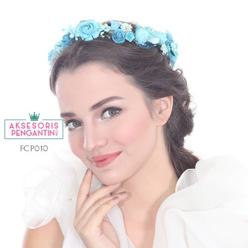 [READY STOK] MAHKOTA BUNGA FLOWER CROWN AKSESORIS RAMBUT WANITA BIRU FCP010