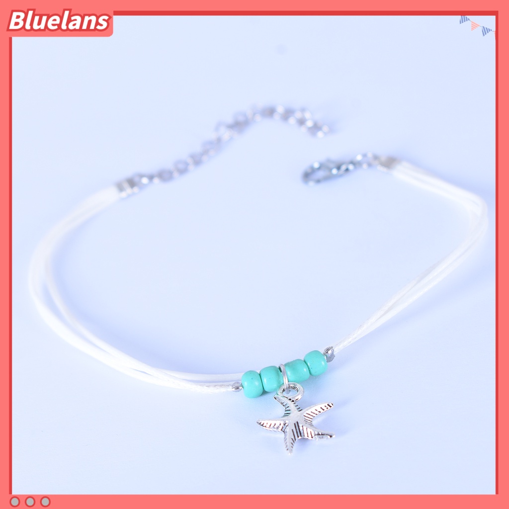 Bluelans Boho Multi-layer Sea Star Pendant Beads Adjustable Anklet Women Jewelry Bracelet