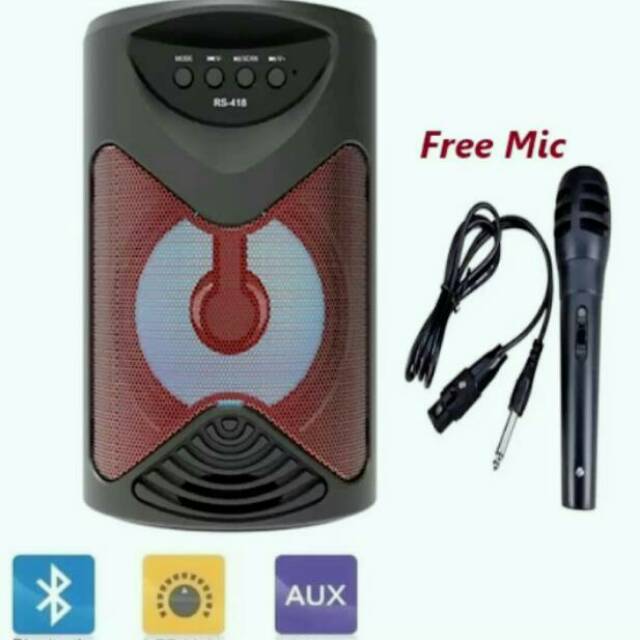 SPEAKER BLUETOOTH LED FLECO F418/F416/F417 FREE MIC KARAOKE/SALON AKTIF WIRELESS MULTIMEDIA MP3 USB