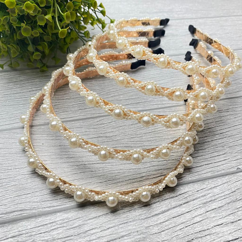 (COD) BANDO KAWAT MUTIARA KOREA | BANDANA IMPORT | PEARL HEADBAND | MODEL ZIGZAG