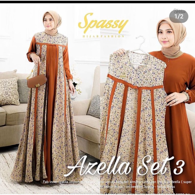 Gamis 2in1 Azzella Set || Realpict (COD Bayar Ditempat)