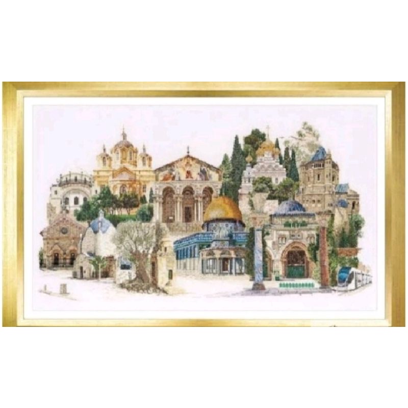 DIY paket kristik yerusalem jerusalem city kota negara cross stitch 14ct