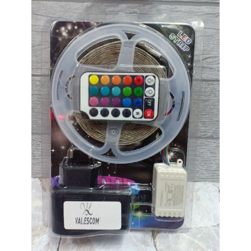 lampu LED strip RGB warna warni ip44 3528 komplit remot dan adaptor