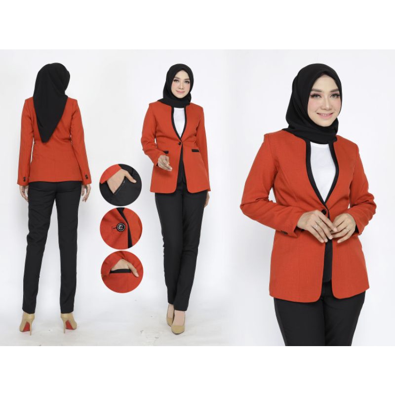 blazer orange bata setelan celana seragam bank blazer wanita blazer kode elp