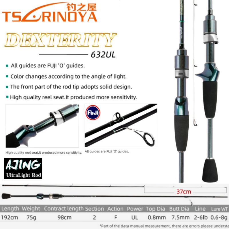 Rod Joran Casting Tsurinoya Dexterity 632UL 6Lb (Pack Pvc)