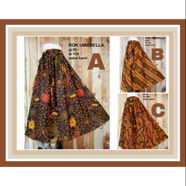 ROK UMBRELLA PANJANG KLOK RAMPEL BATIK SOGAN SANTOSA JARIK MOTIF VINTAGE FLARE SKIRT LONG