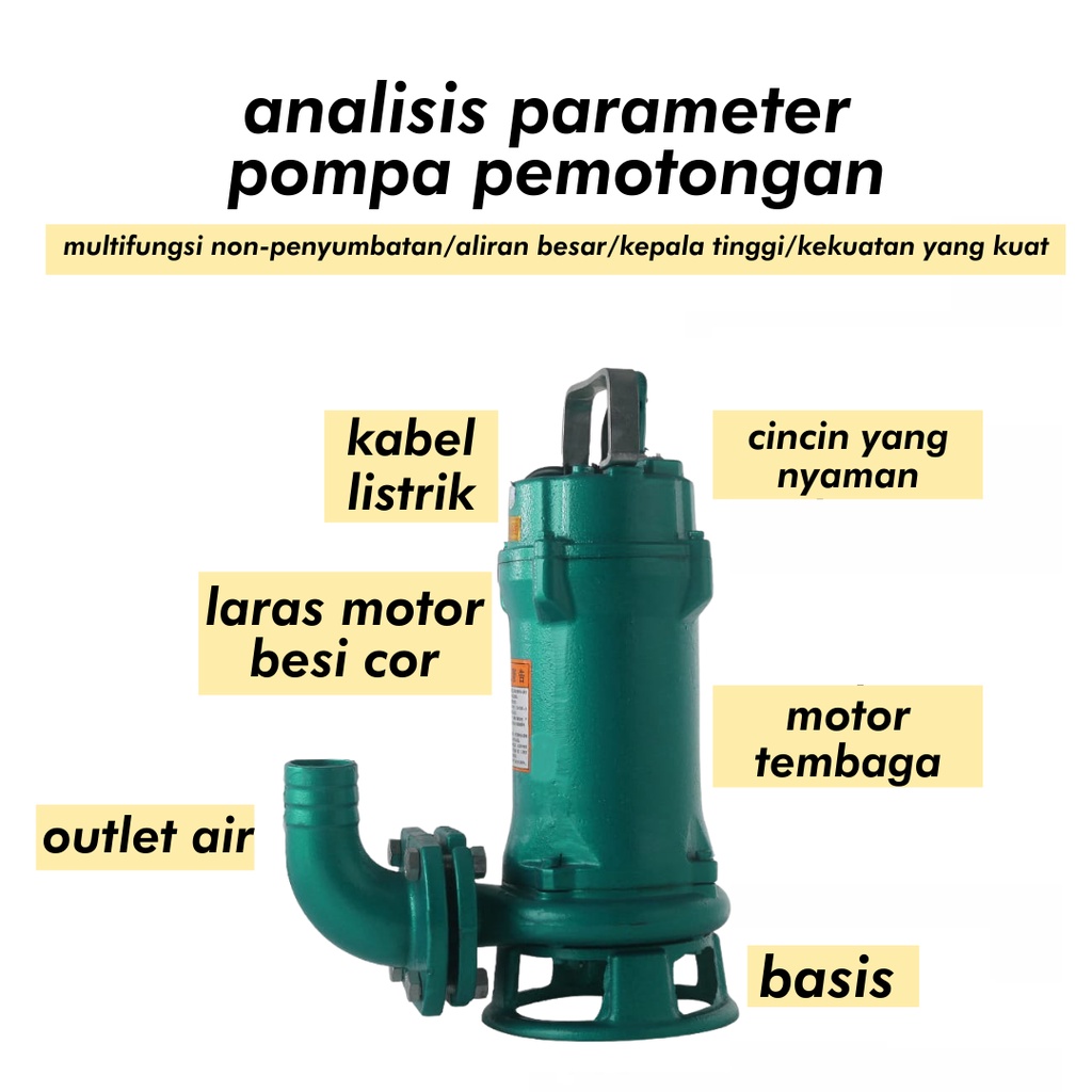 Pompa Air Celup Limbah  – Pompa Celup Pemotongan pompa hisap lumpur pompa hisap septictank  1,1Kw GNWQ12-10-1,1