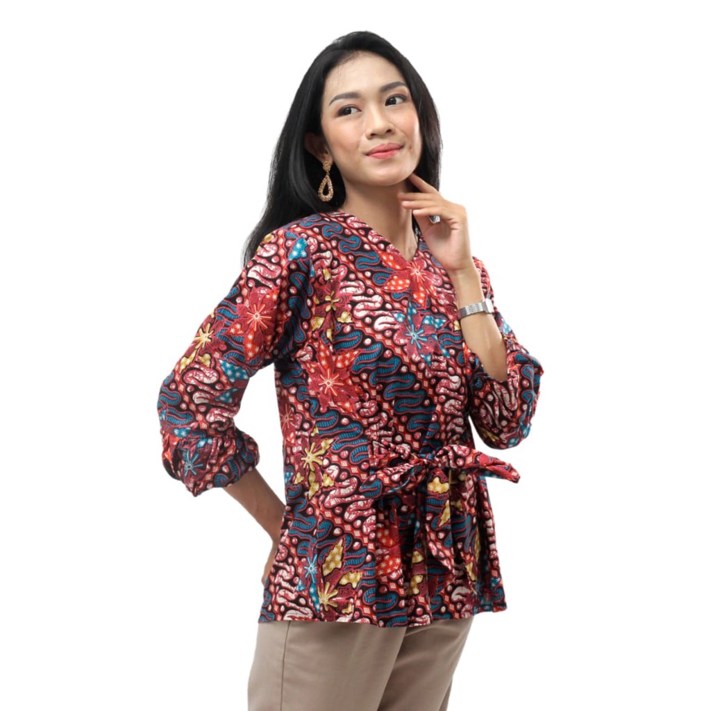 Glorya - Blouse Batik lengan balon Size S-M-L-XL-XXL-3L-4L-5L Batik Dua Putri Collection