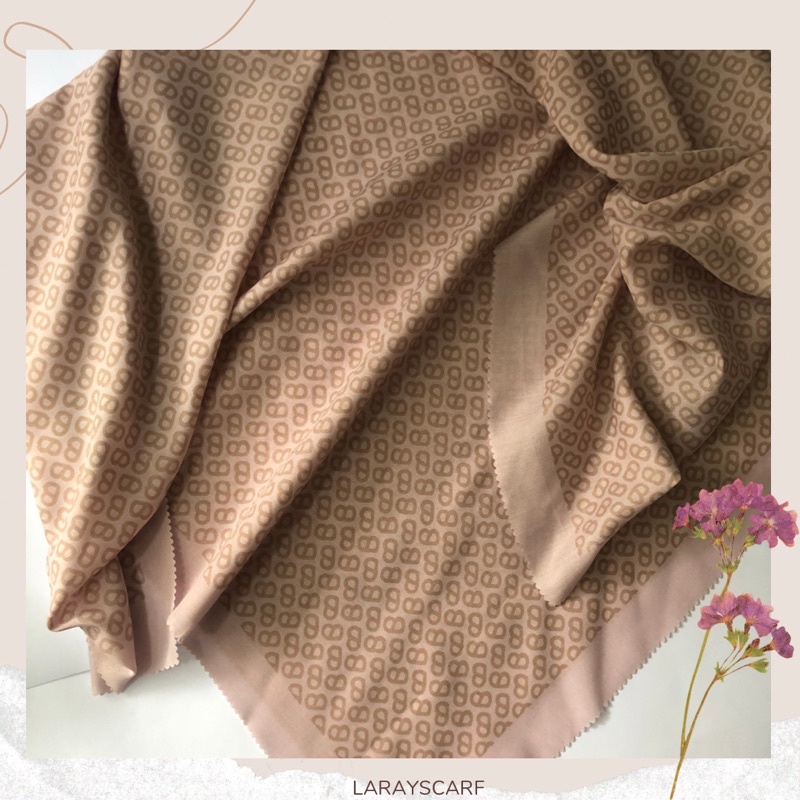 Hijab Voal Motif Button Premium Coklat Susu