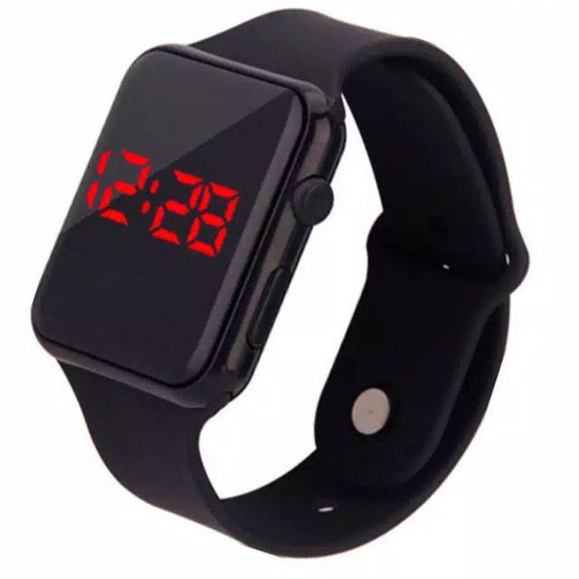 JAM LED MURAH JAM DIGITAL LED JAM SPORTY JAM COUPLE JAM PRIA WANITA JAM GELANG SILIKON BANJARMASIN-Hitam