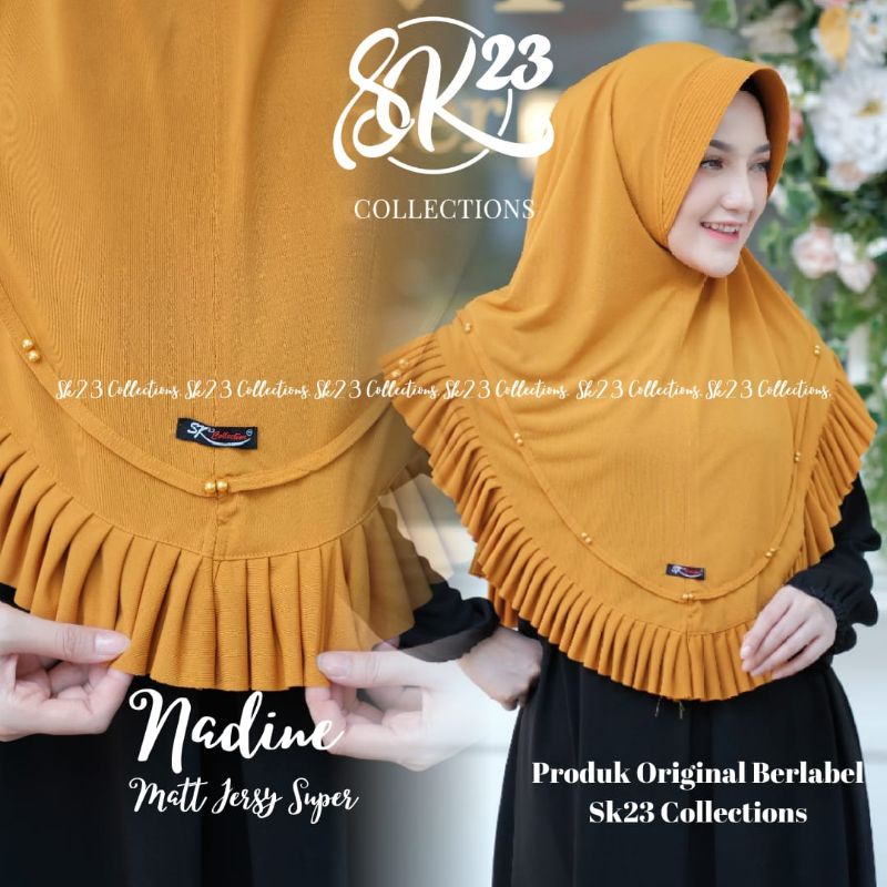 (Sk²³ Nadine) Hijab Instan Nadine Rempel Jersey Super Original Sk23 Collection