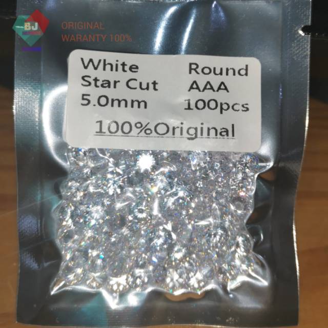 100-500pcs 5MM - 5.5MM Permata Cubic Zirconia Star Cut Ori AAA+ Quality Round White Berlian Sintetis