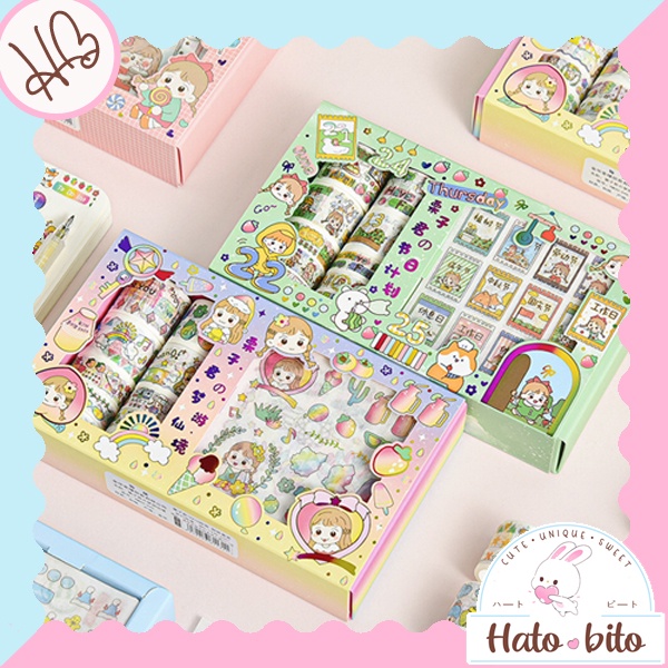 

Paket set DIY washi tape and sticker planner scrapbook design lucu cute HB990