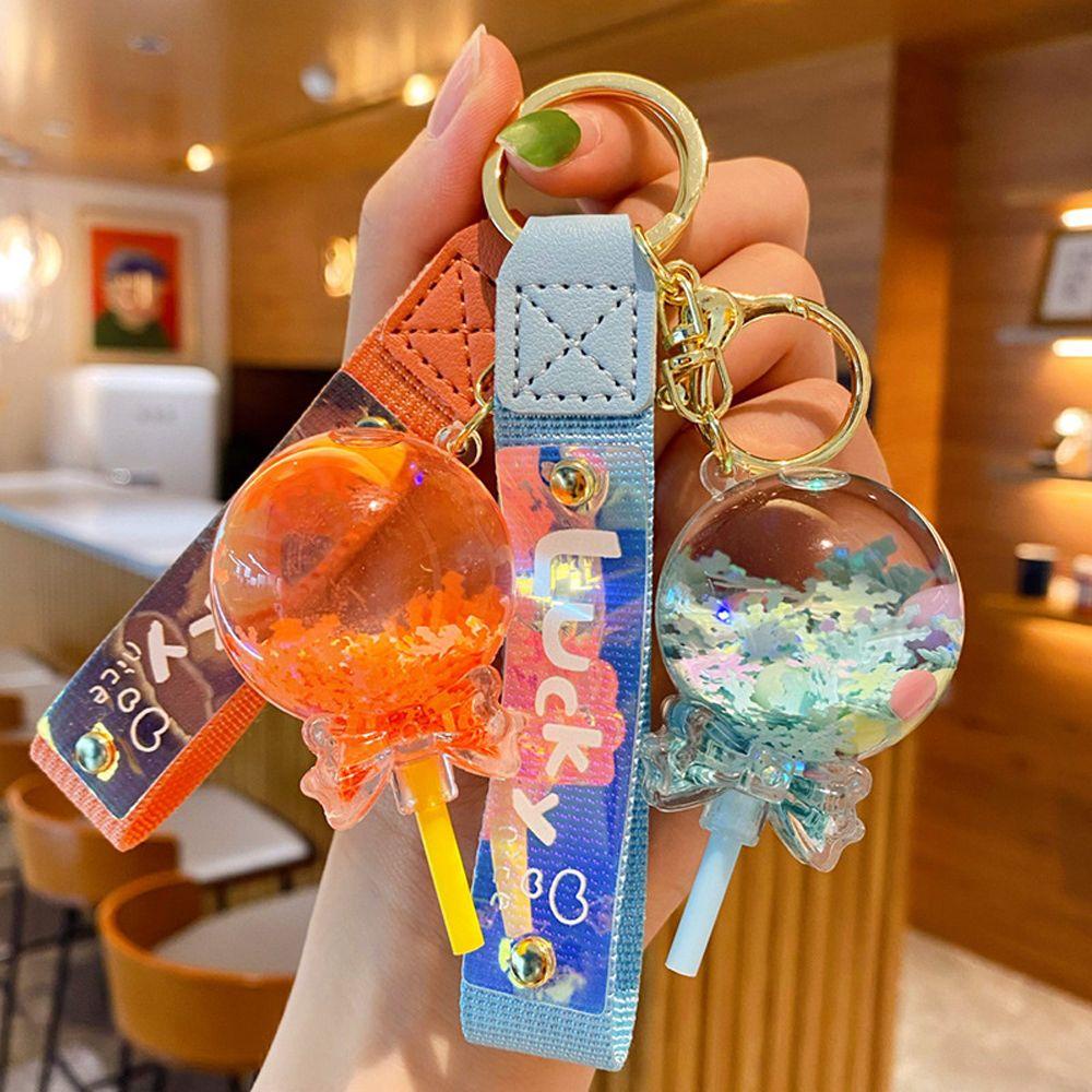 LANFY Gantungan Kunci Aksesoris Lucu Gantungan Kunci Pasir Hisap Snowflake Perhiasan Hadiah Acrylic Keychain