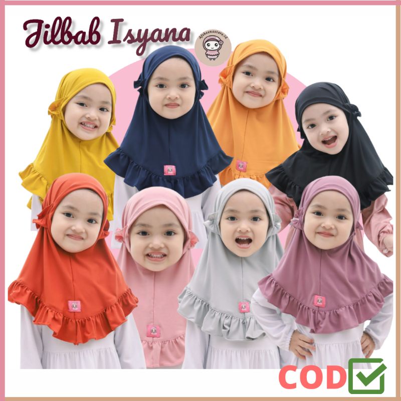 Afsheenastore Isyana Jilbab Anak Kerudung Bayi Bergo Instan Tali Curly Usia 1- 8 Tahun