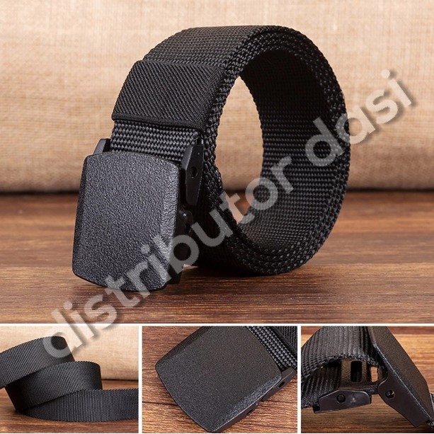 Sabuk kanvas nylon hitam navy hijau cream Anti Metal Detector Gesper Tali Ikat Pinggang Anti XRay