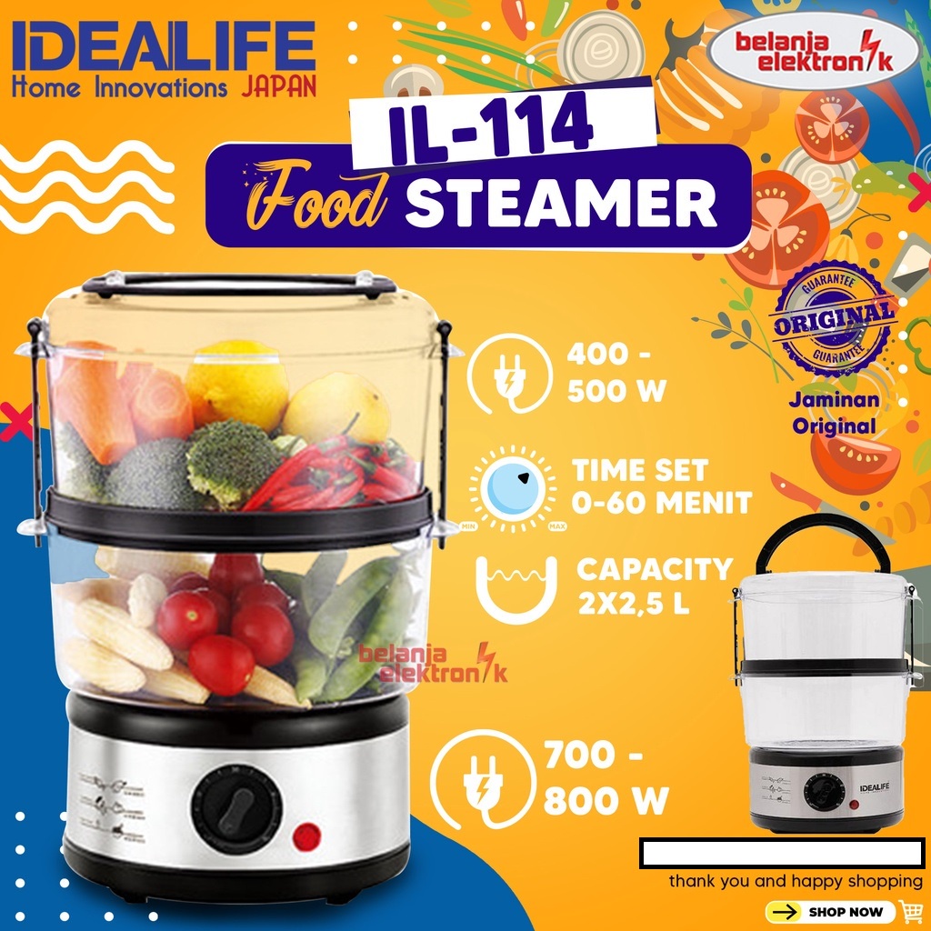 Food Steamer Idealife IL 114 IL114 Pengukus Makanan Listrik 2 susun