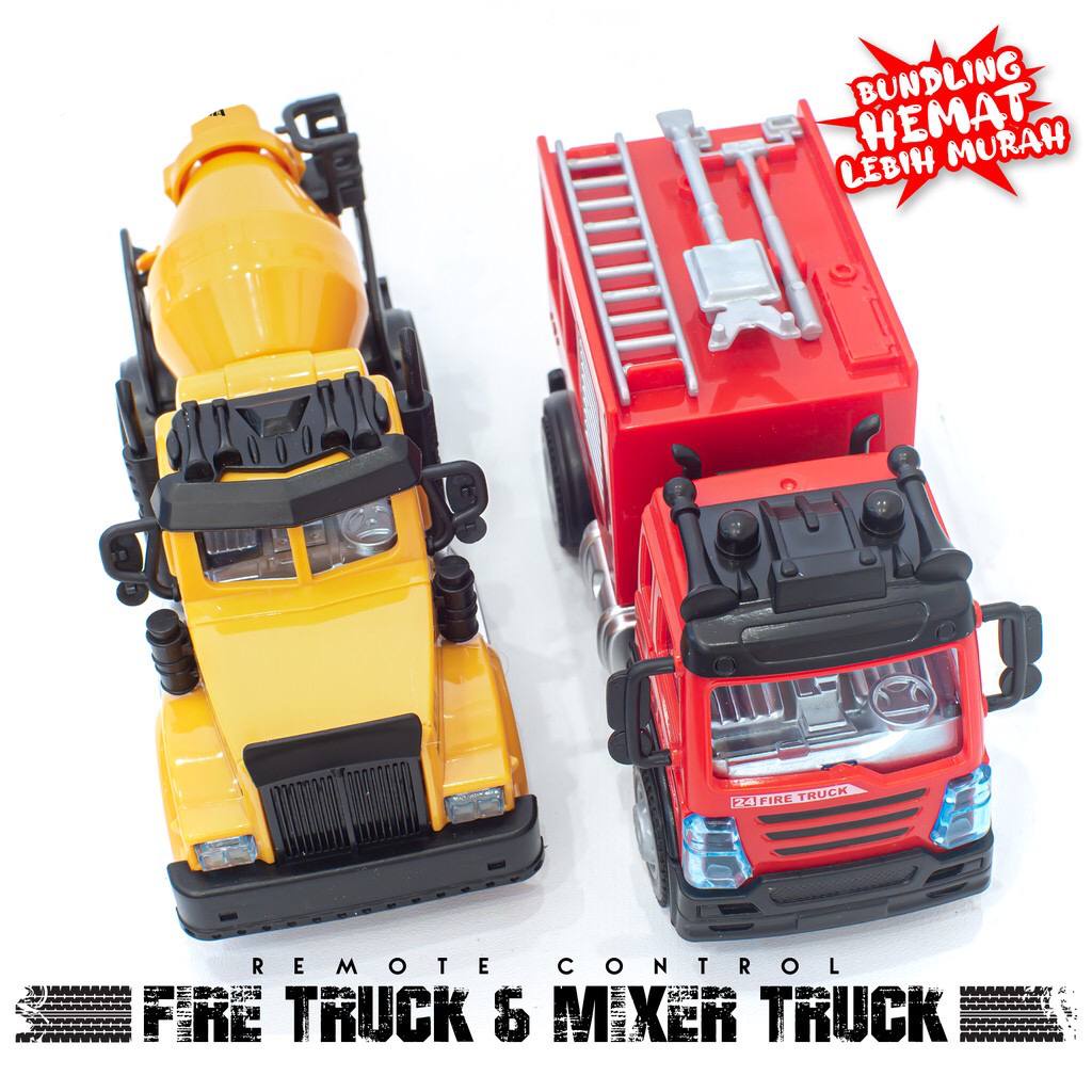BUNDLING HEMAT MURAH BANGET 2 MOBIL REMOT CONTROL - RC Mixer (Molen) dan RC FireFighter (Pemadam)