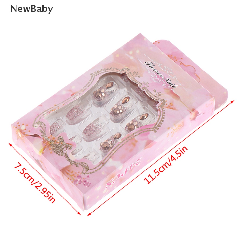 Newbaby 24Pcs / Set Kuku Palsu Akrilik UV gel Untuk Nail art / Manicure